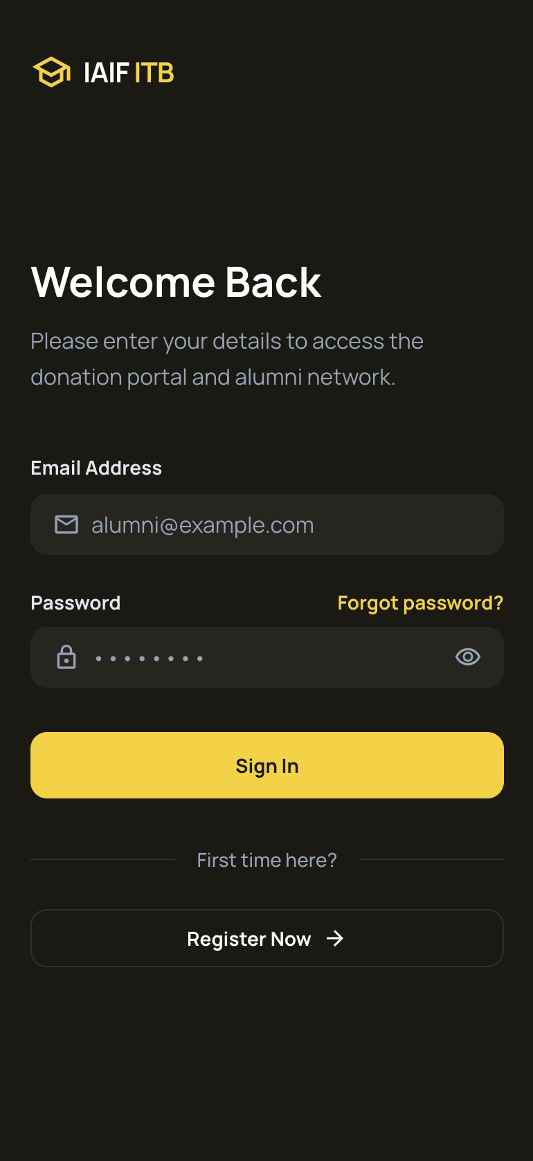 Donation platform login