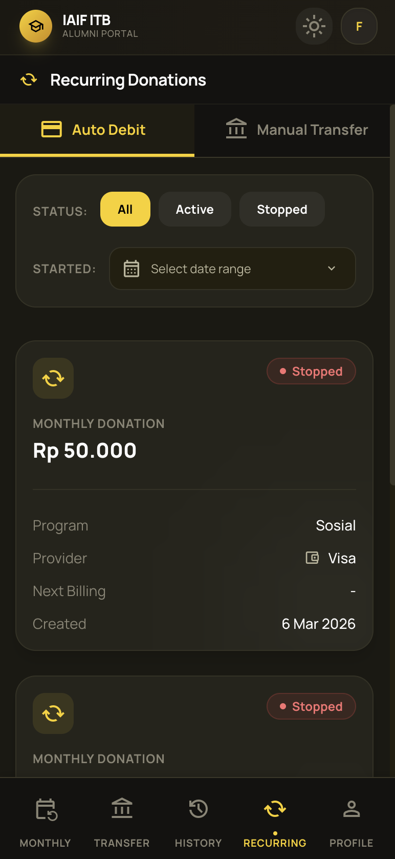 Donation platform history